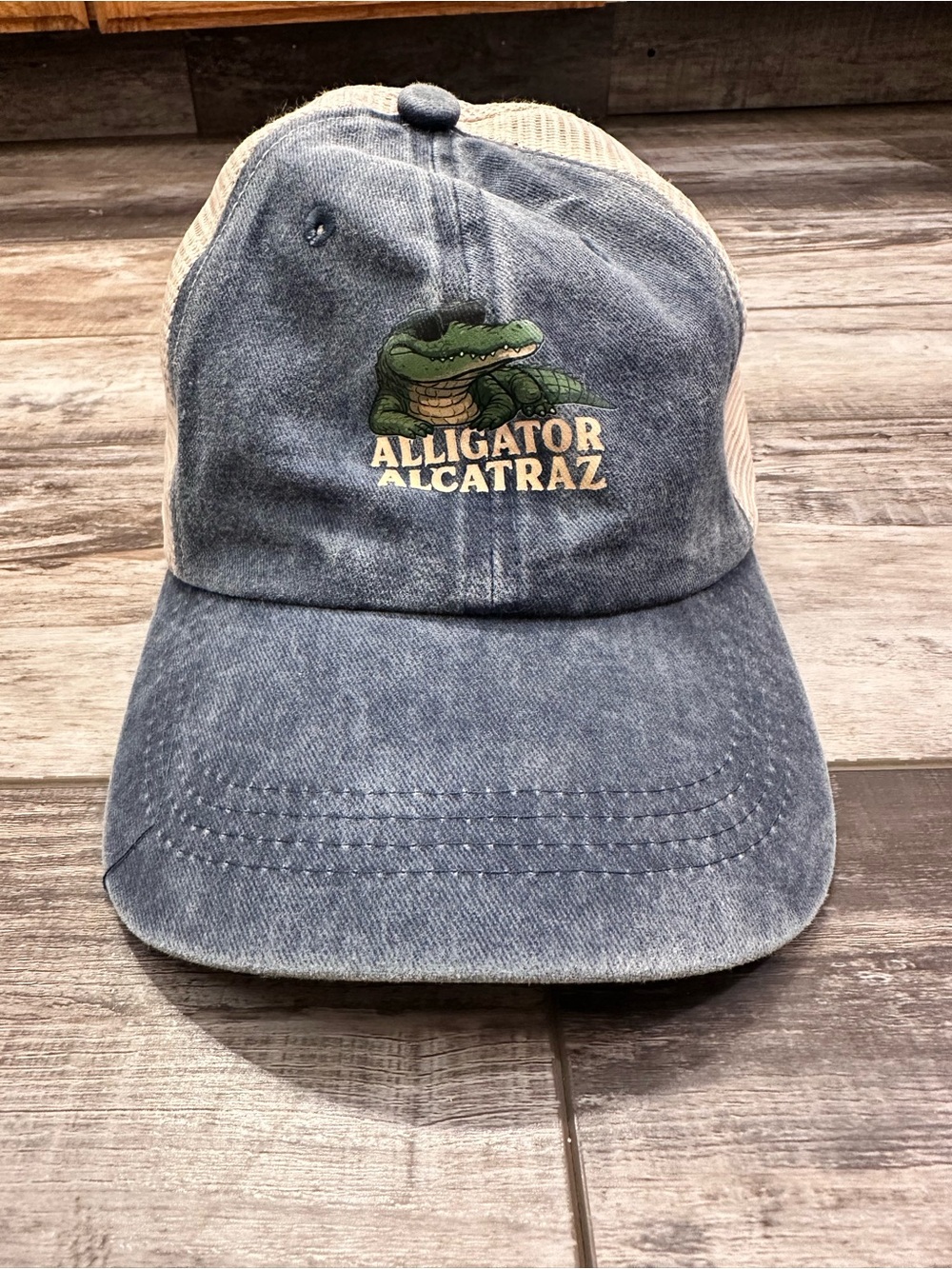 Source Unknown Blue Denim Mesh-back Cap with Alligator Patch